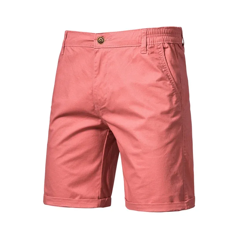 Cotton Solid Shorts Men High Quality Casual Business Social Elastic Waist Men Shorts