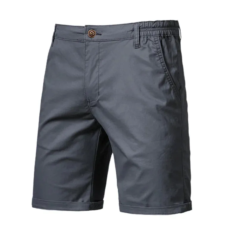 Cotton Solid Shorts Men High Quality Casual Business Social Elastic Waist Men Shorts