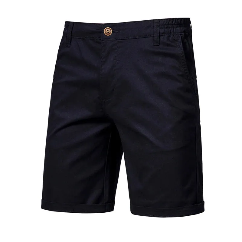 Cotton Solid Shorts Men High Quality Casual Business Social Elastic Waist Men Shorts