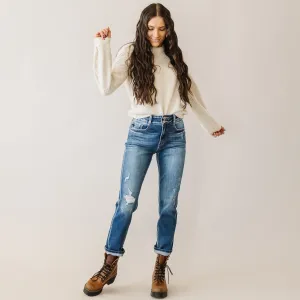 Crazy Little Thing Kancan High Rise Button Straight Denim