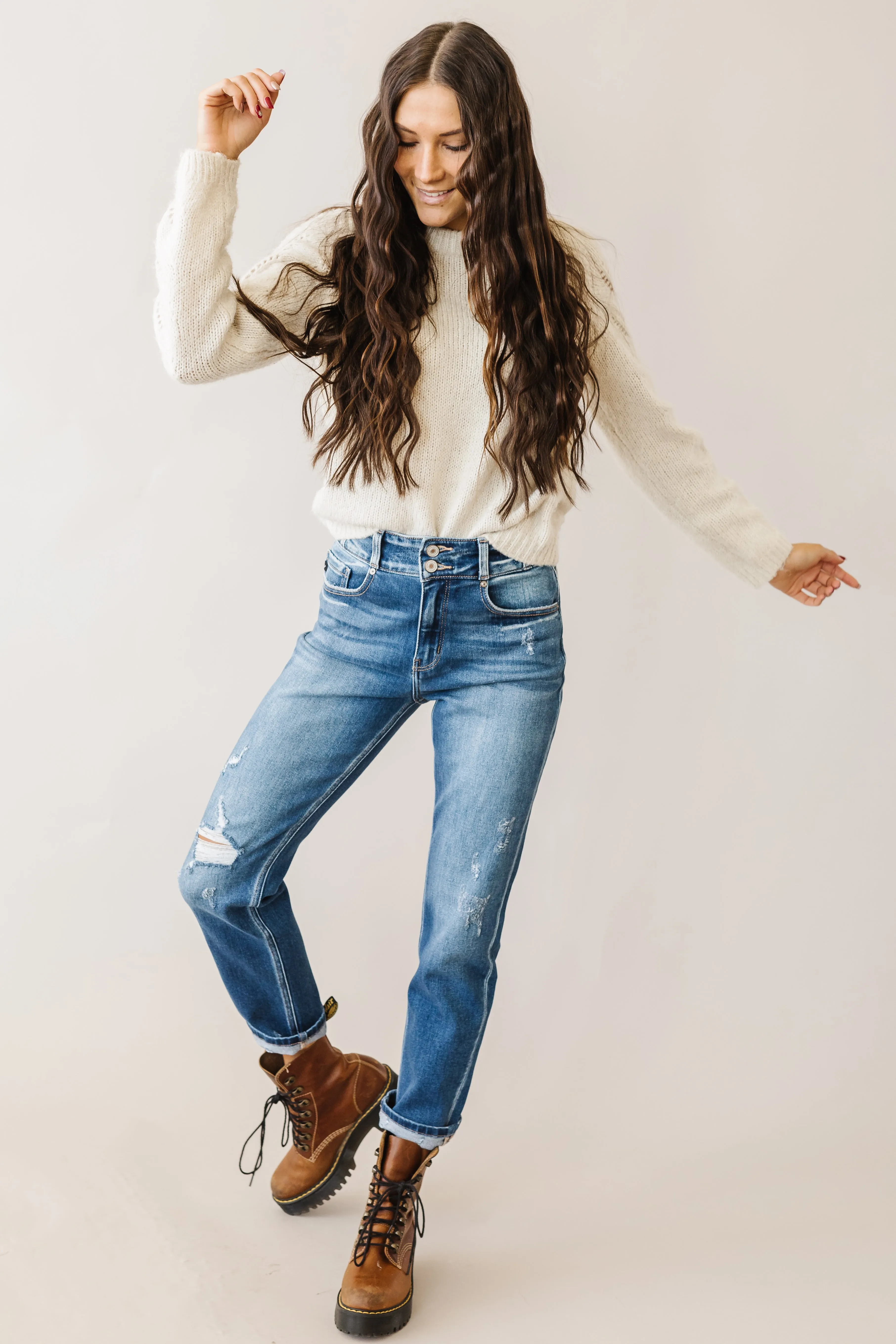Crazy Little Thing Kancan High Rise Button Straight Denim