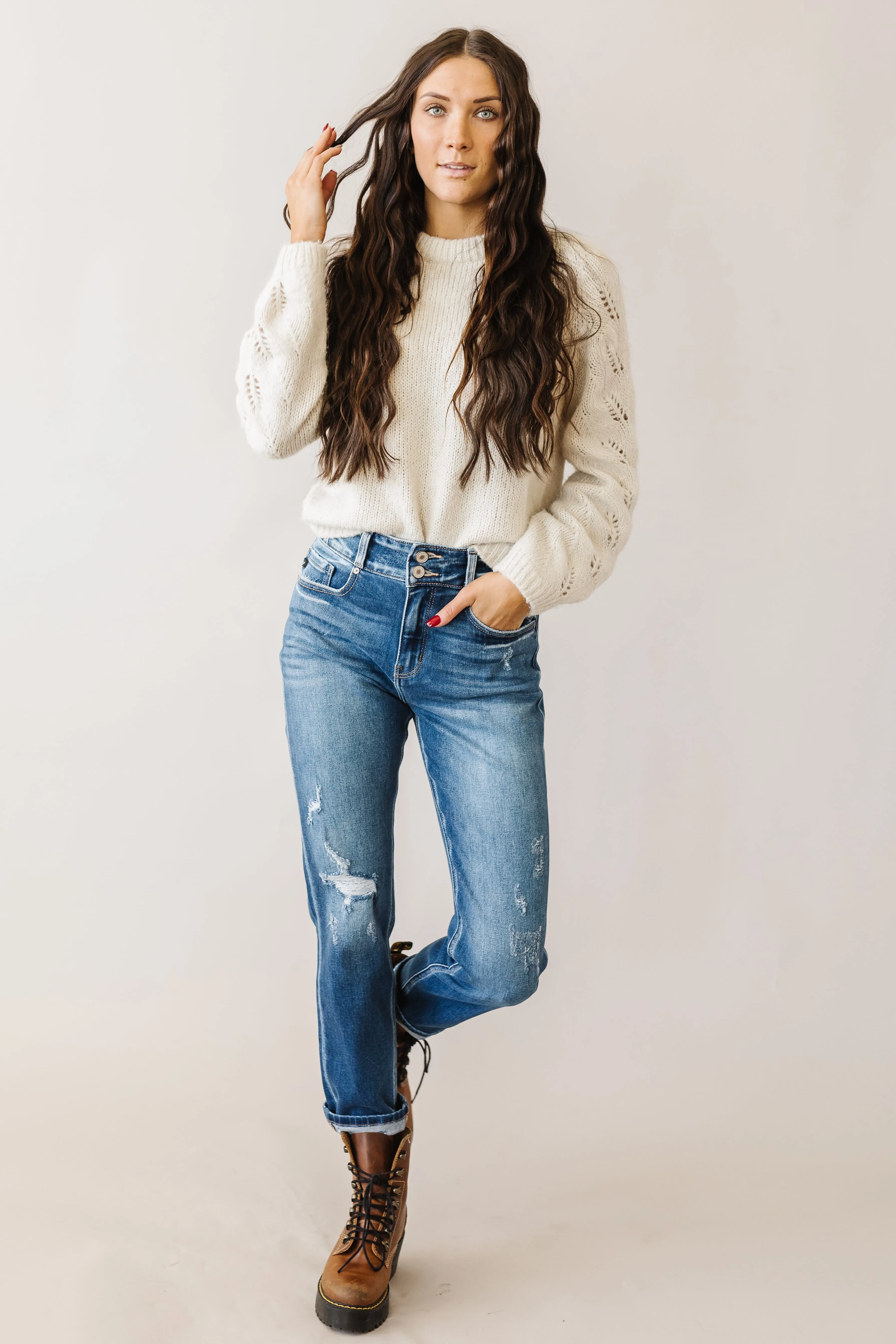 Crazy Little Thing Kancan High Rise Button Straight Denim