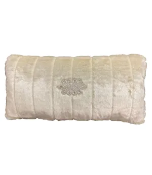 Cream Faux Fur Rectangle Accent Pillow 12x28