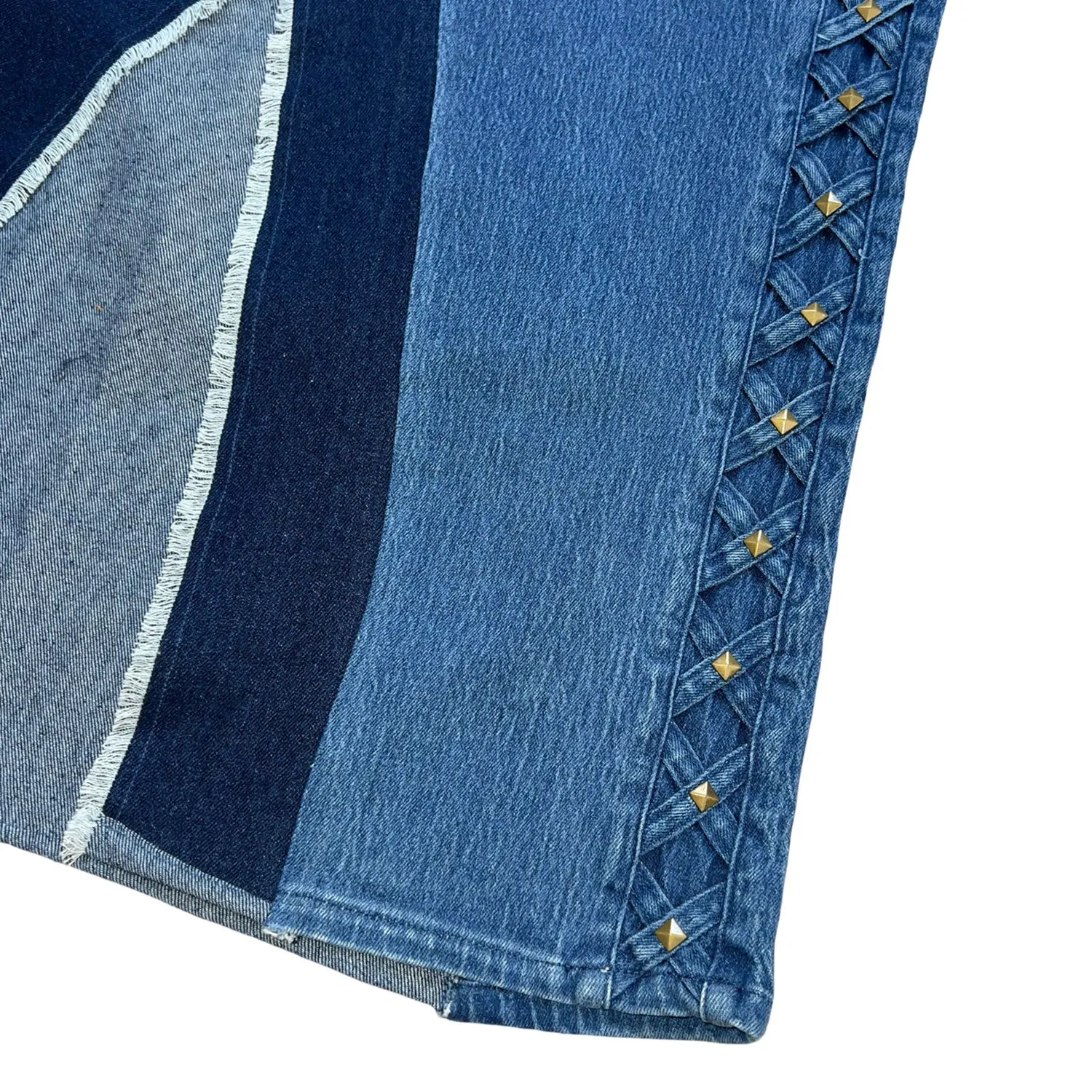 Crossed-sides Denim Skirt in Blue