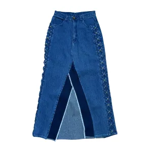 Crossed-sides Denim Skirt in Blue