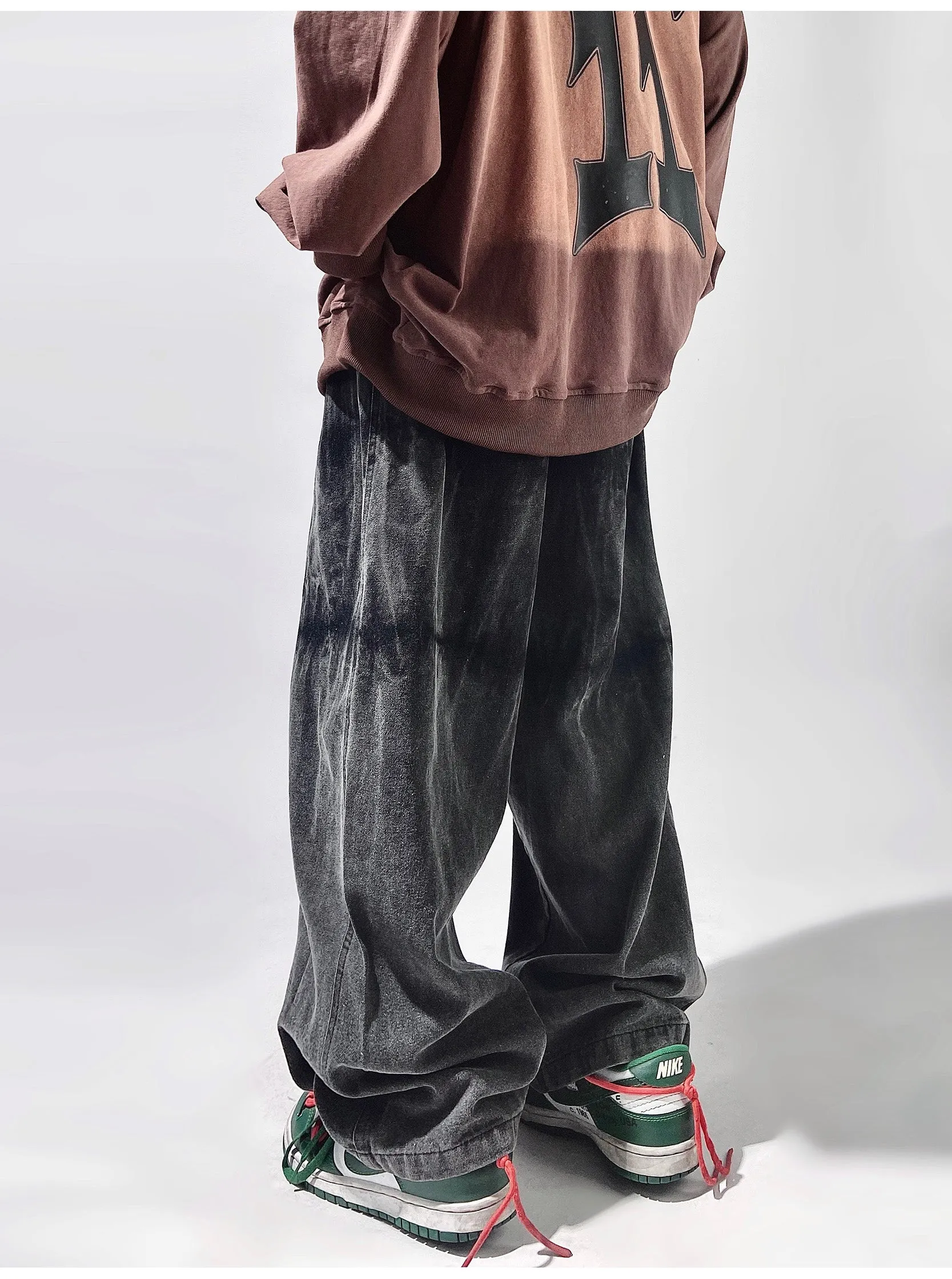 Crosses Wide Leg Baggy Distressed Jeans