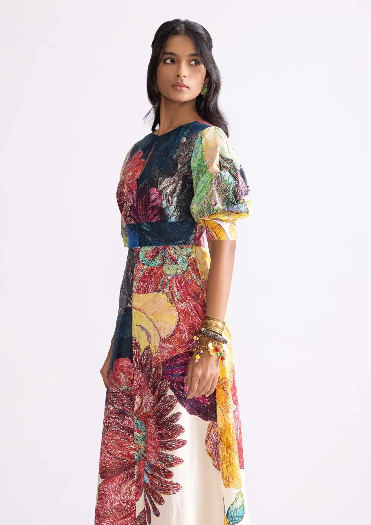 Daisy printed a-line dress