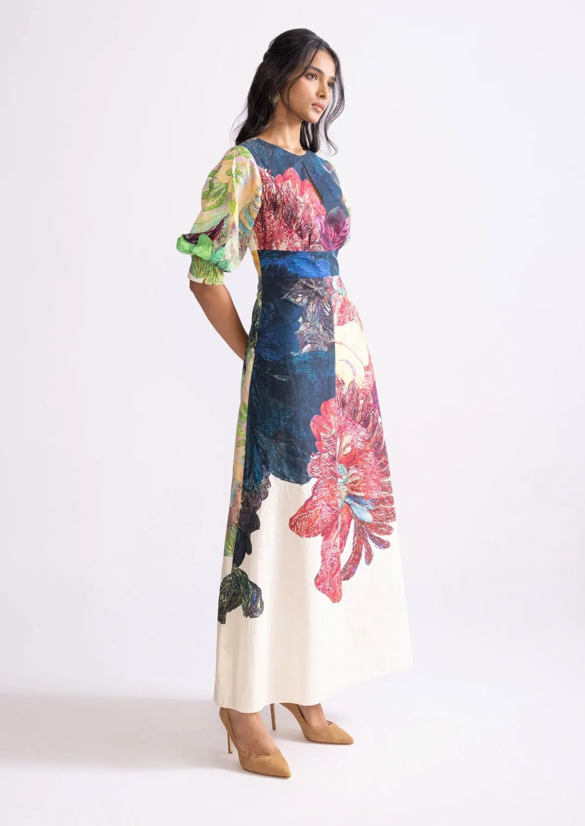 Daisy printed a-line dress