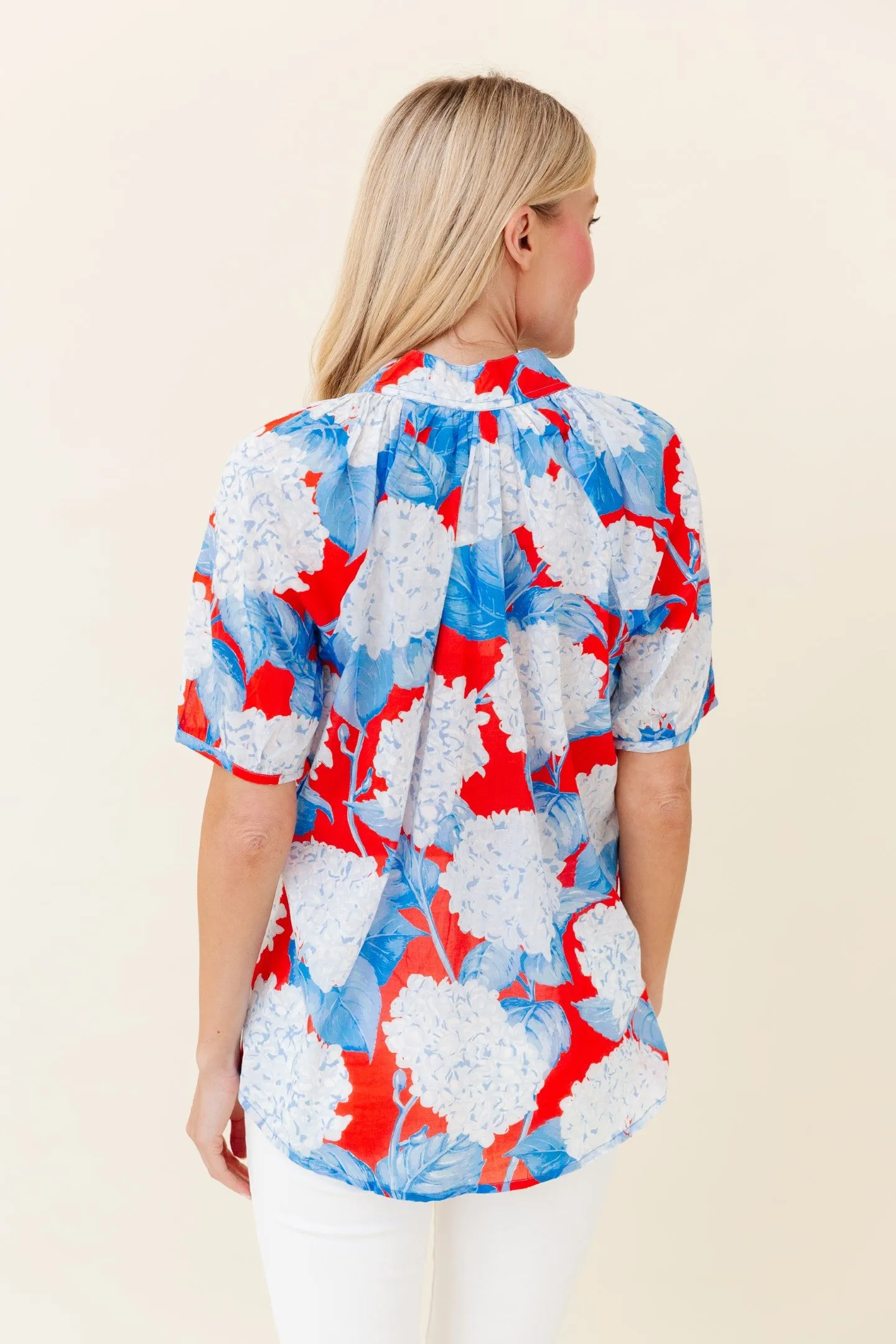 Dana Blouse in Americana Hydrangea