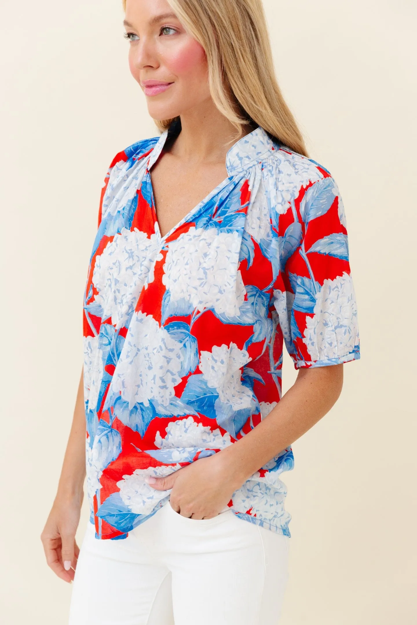 Dana Blouse in Americana Hydrangea