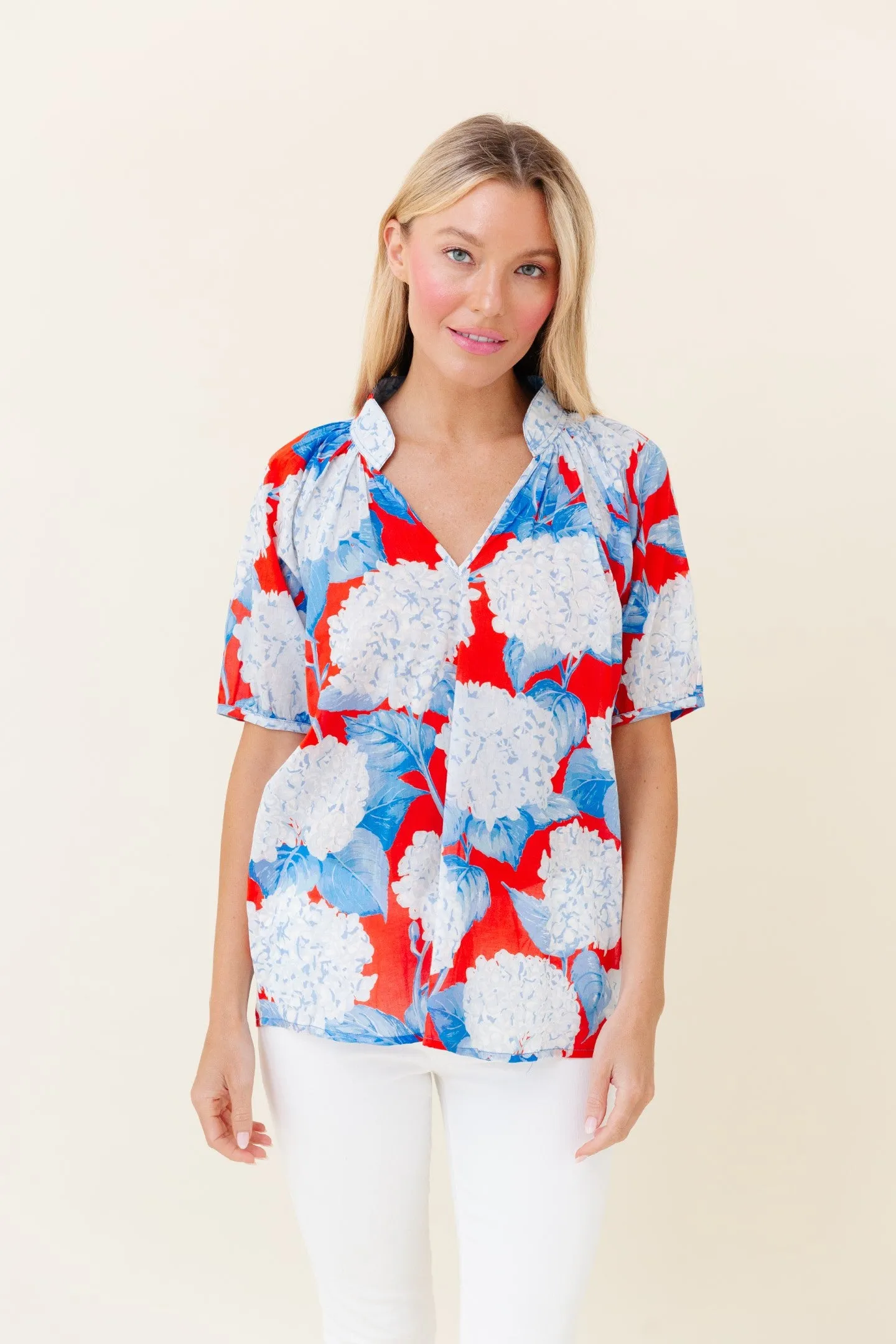 Dana Blouse in Americana Hydrangea