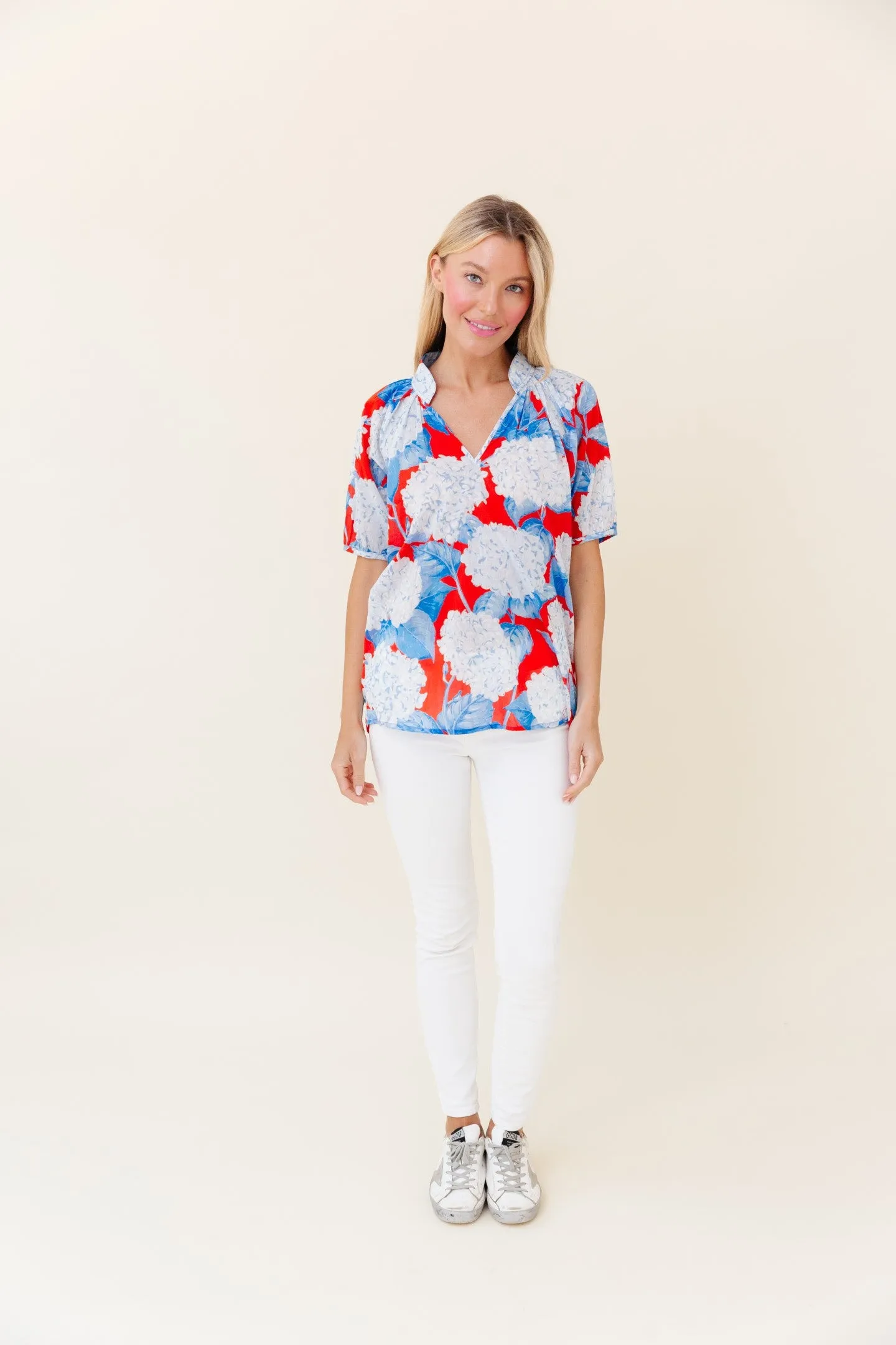 Dana Blouse in Americana Hydrangea