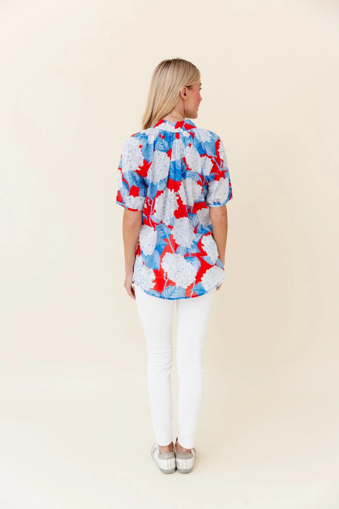 Dana Blouse in Americana Hydrangea