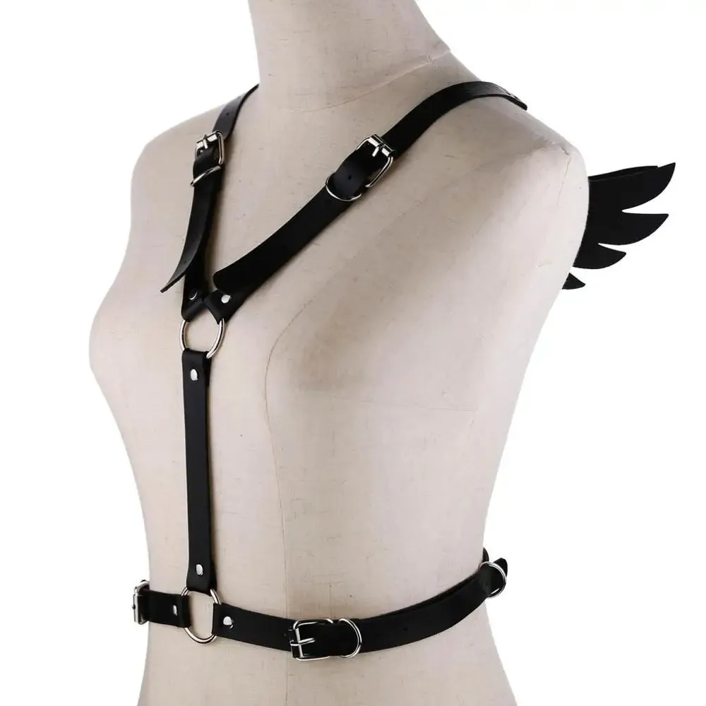 Dark Angel Wings Body Harness in High-Quality PU Leather