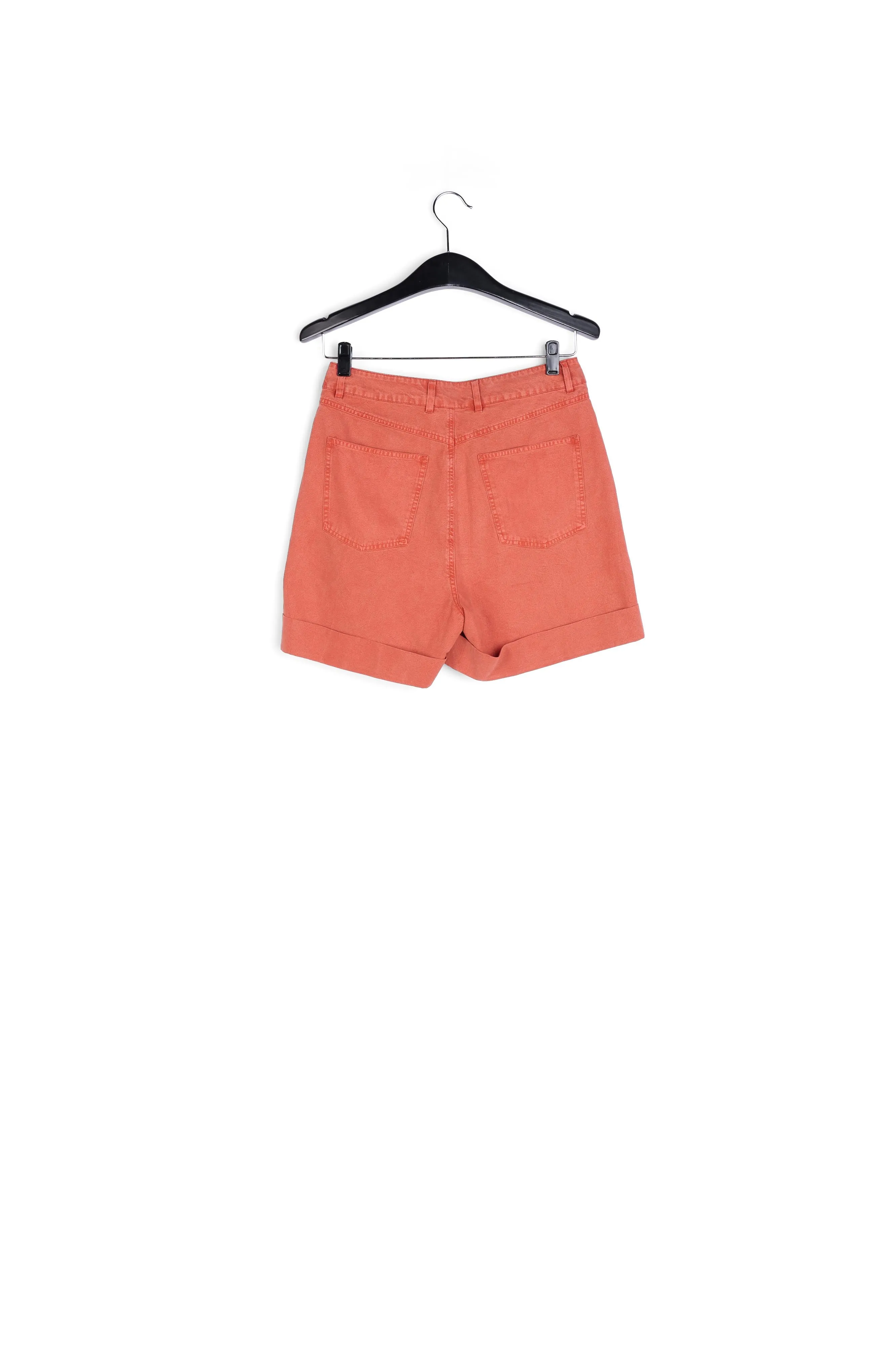Dark orange high-rise loose-fit denim shorts