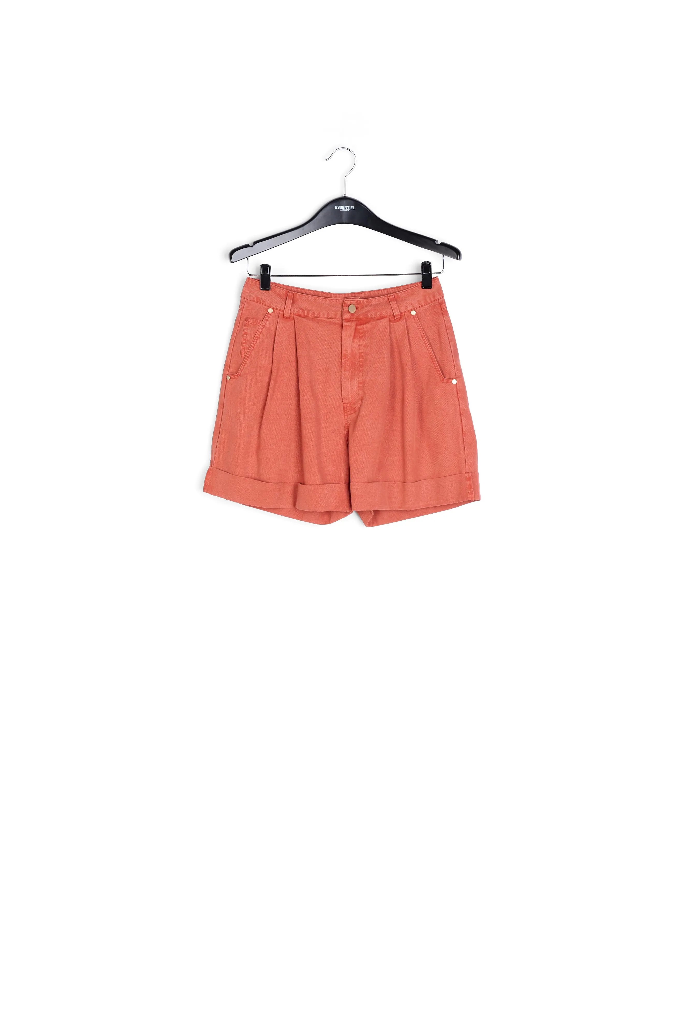 Dark orange high-rise loose-fit denim shorts