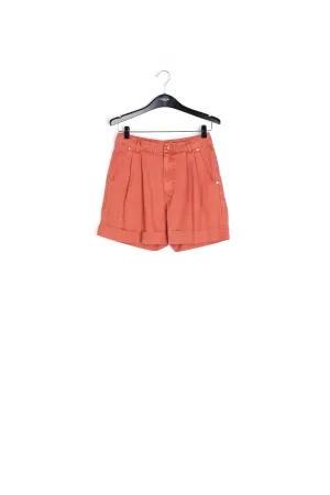 Dark orange high-rise loose-fit denim shorts