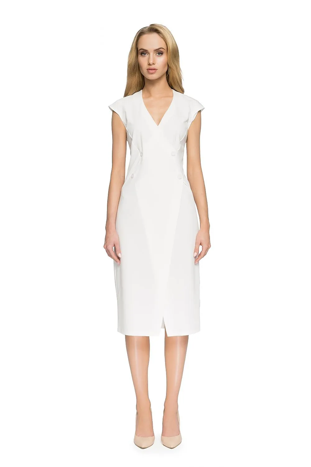 Decorative Button Fitted Dress