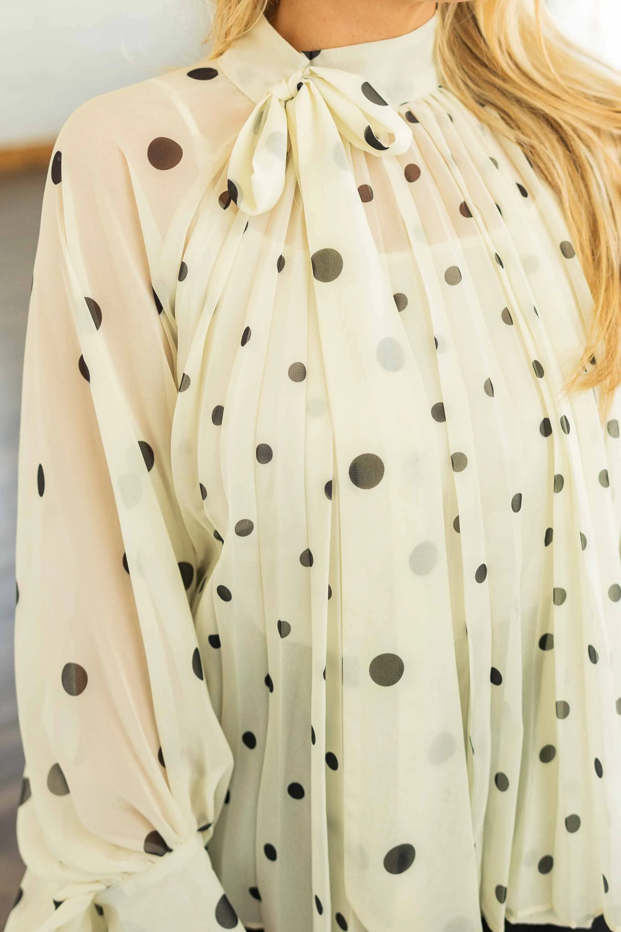 DEMI POLKA DOT HIGH NECK TOP