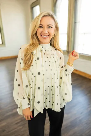 DEMI POLKA DOT HIGH NECK TOP