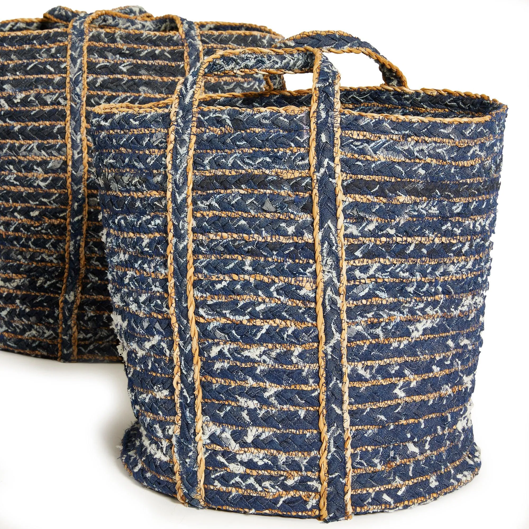 Denim Round Baskets, Set Of 3