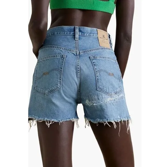 Denimist x Free People Nic Mid Rise Cutoff Distressed Denim Shorts New!