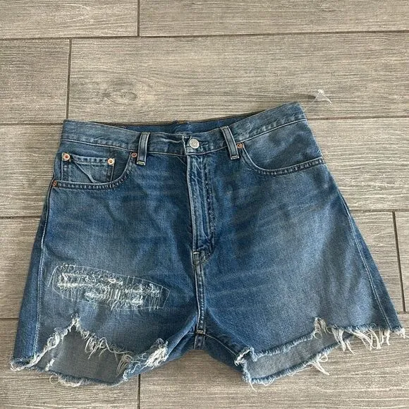Denimist x Free People Nic Mid Rise Cutoff Distressed Denim Shorts New!