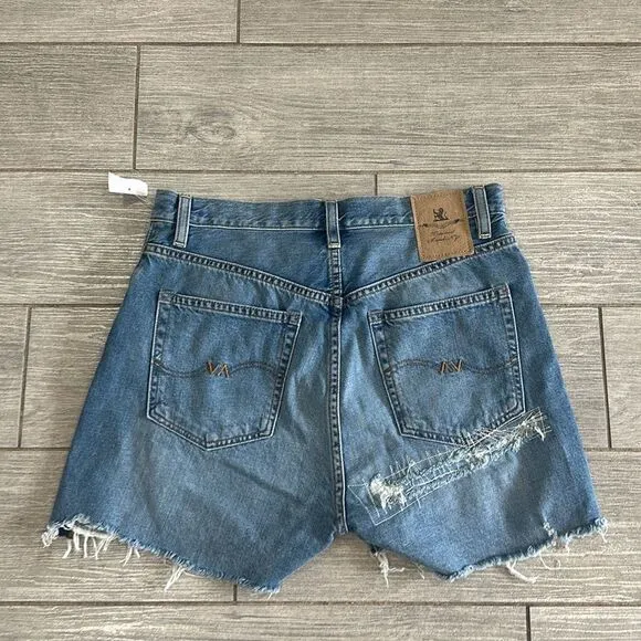 Denimist x Free People Nic Mid Rise Cutoff Distressed Denim Shorts New!