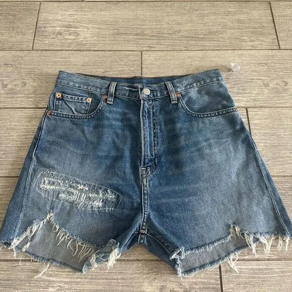 Denimist x Free People Nic Mid Rise Cutoff Distressed Denim Shorts New!