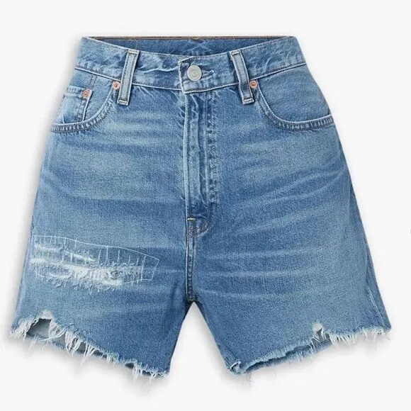 Denimist x Free People Nic Mid Rise Cutoff Distressed Denim Shorts New!
