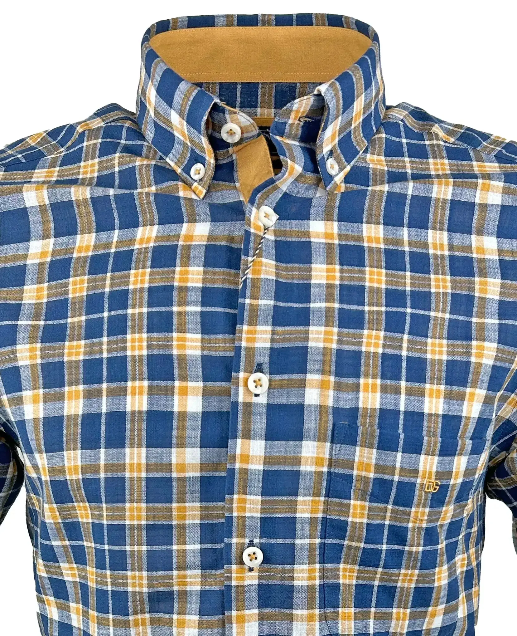 DG's Drifter Mens Short Sleeve Shirt Ivano 14720SS/28 Dark Blue/Yellow