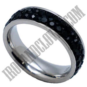 Double Row Black Stone Ring