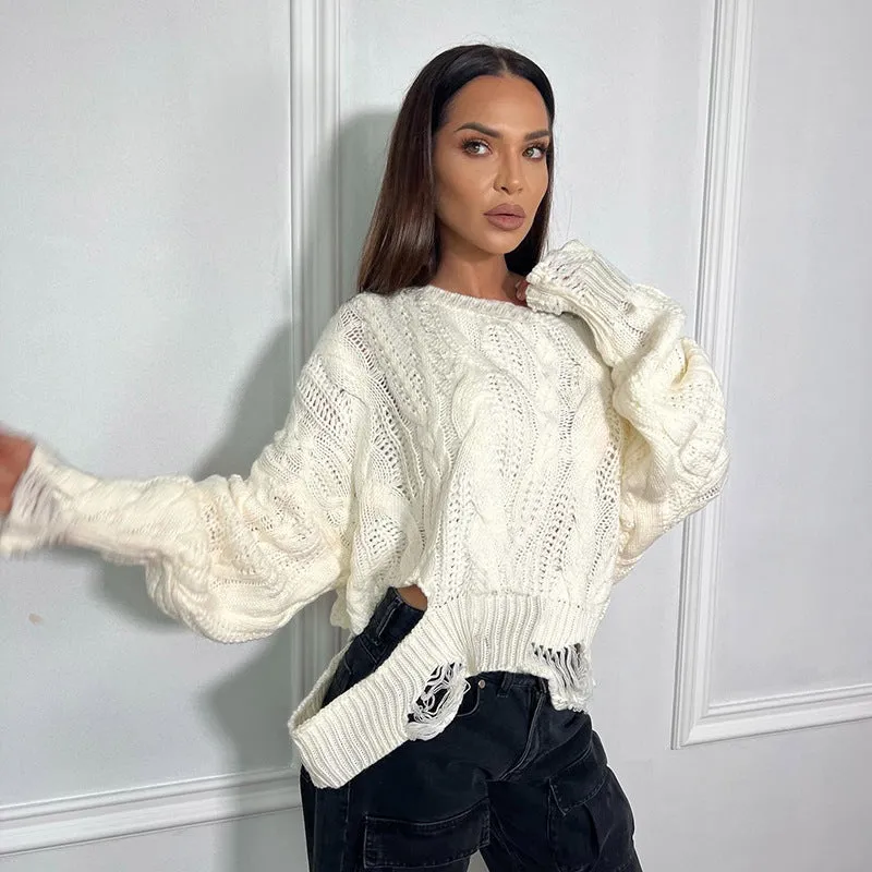 Edgy PU-Leather Patchwork Off-Shoulder Ripped Top for Bold, Modern Style