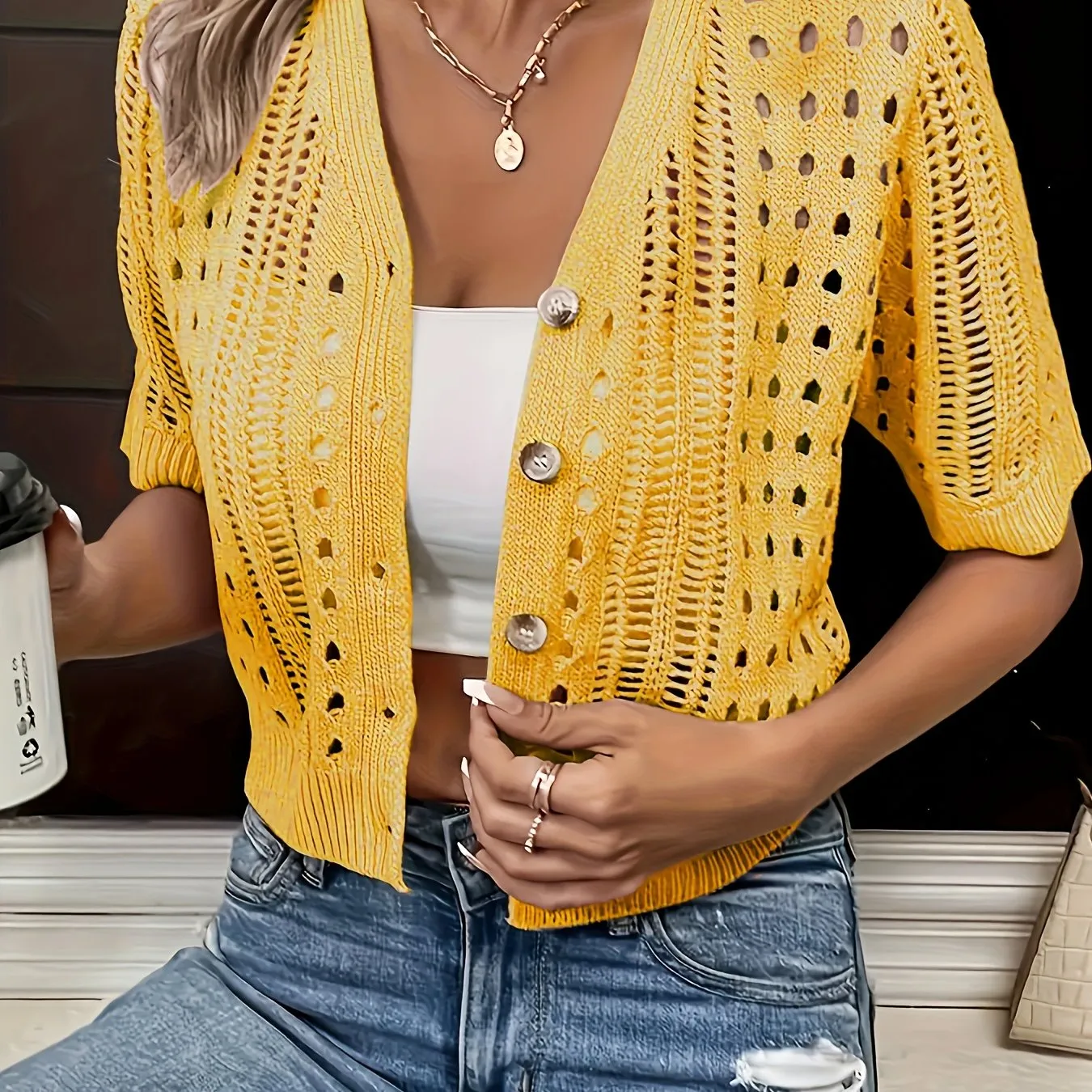 Elena Hollow Knit Cardigan