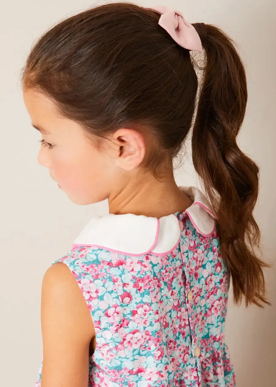 Eloise Floral Scallop Collar Sleeveless Dress in Pink (4-12yrs)