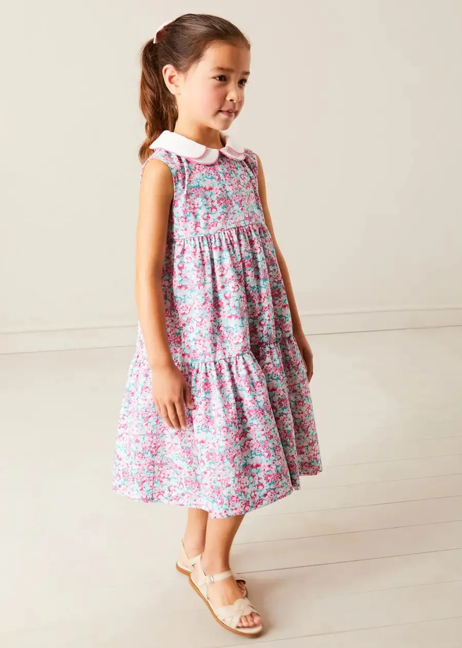 Eloise Floral Scallop Collar Sleeveless Dress in Pink (4-12yrs)