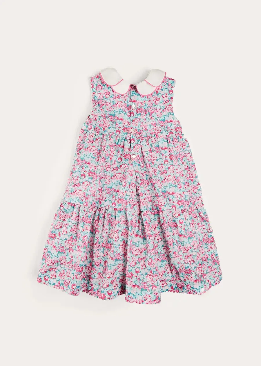 Eloise Floral Scallop Collar Sleeveless Dress in Pink (4-12yrs)