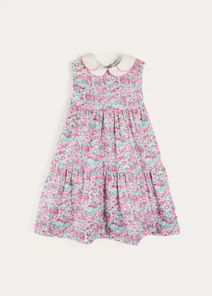Eloise Floral Scallop Collar Sleeveless Dress in Pink (4-12yrs)
