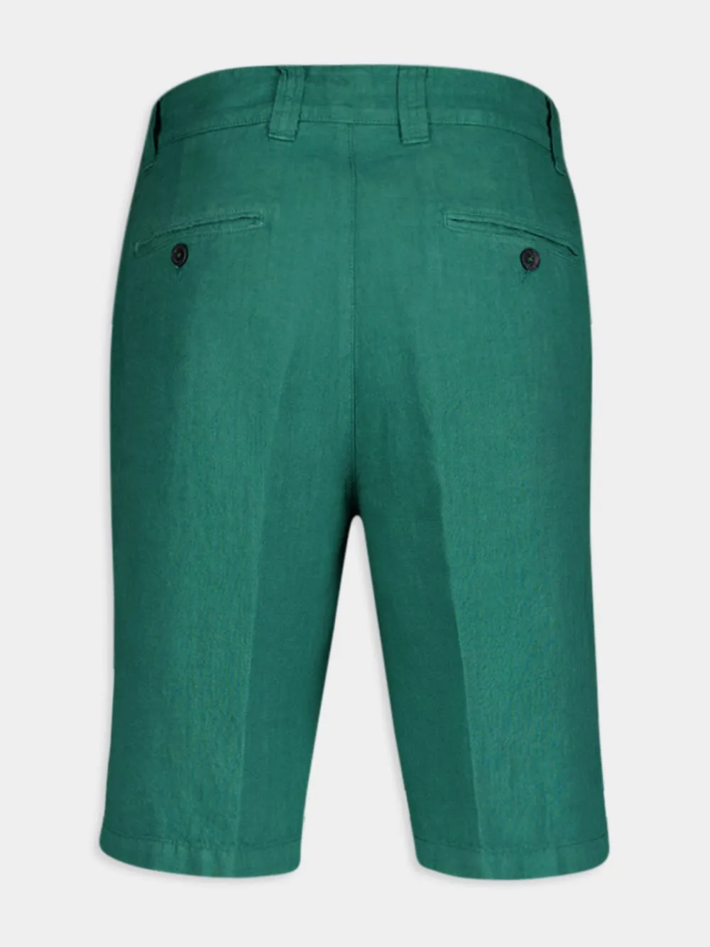 Emerald Linen Bermuda Shorts
