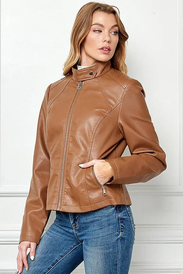 Faux Leather Slim  Moto Jacket | FINAL SALE