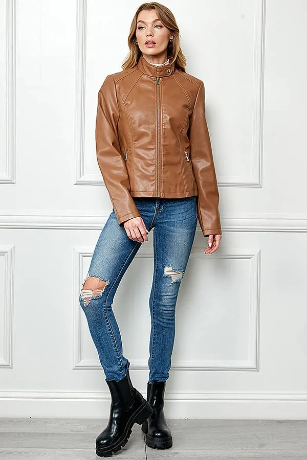 Faux Leather Slim  Moto Jacket | FINAL SALE