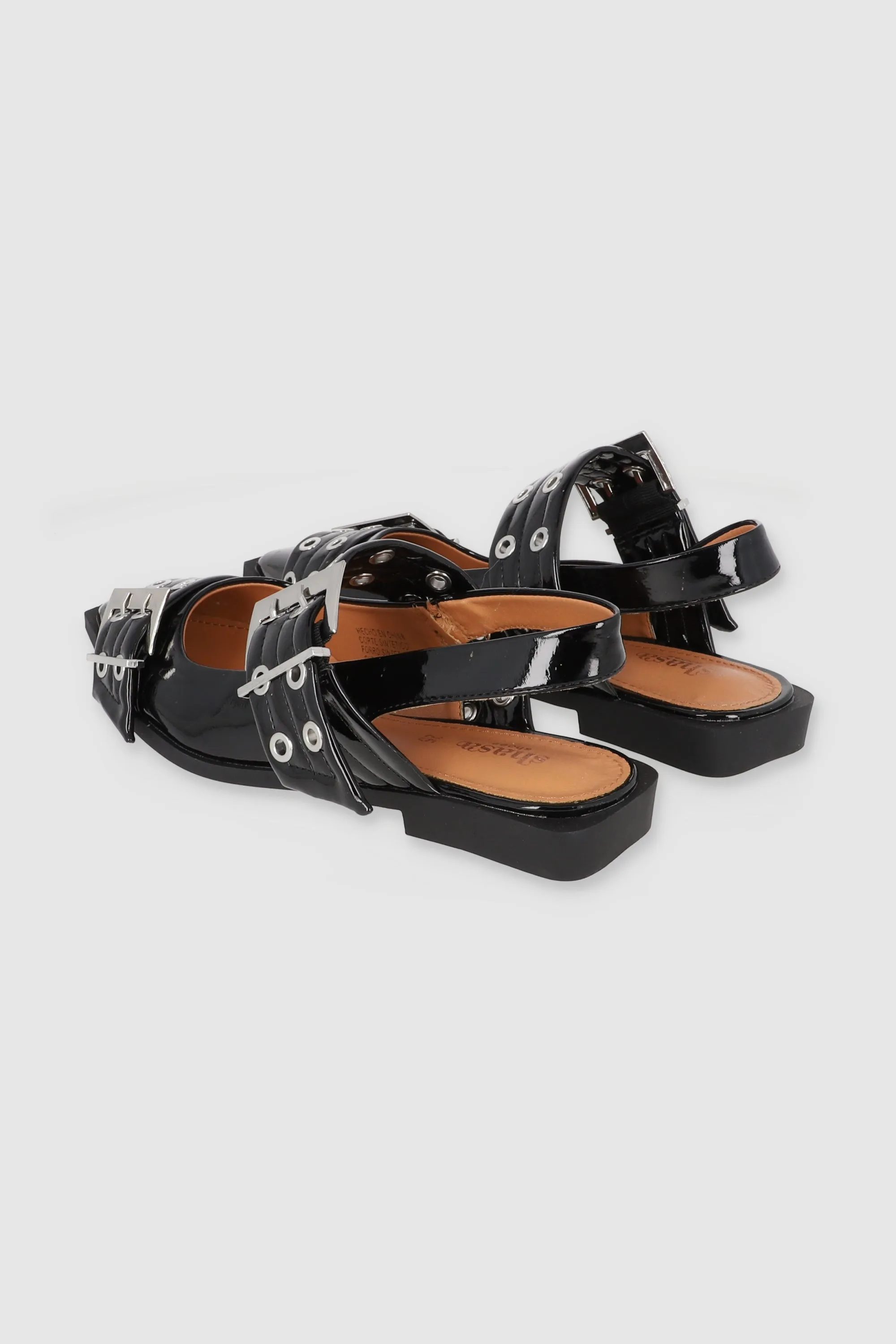 Flat puntal dos tiras eyelets hebillas