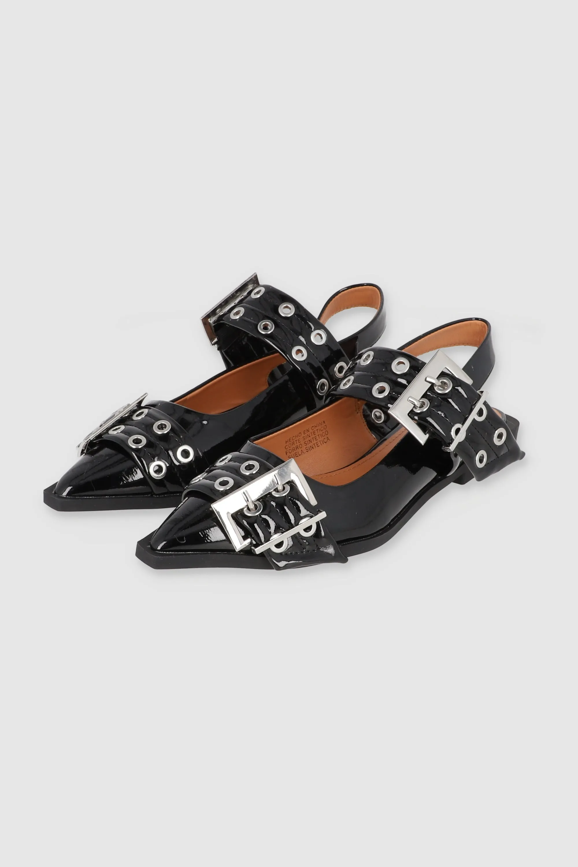 Flat puntal dos tiras eyelets hebillas