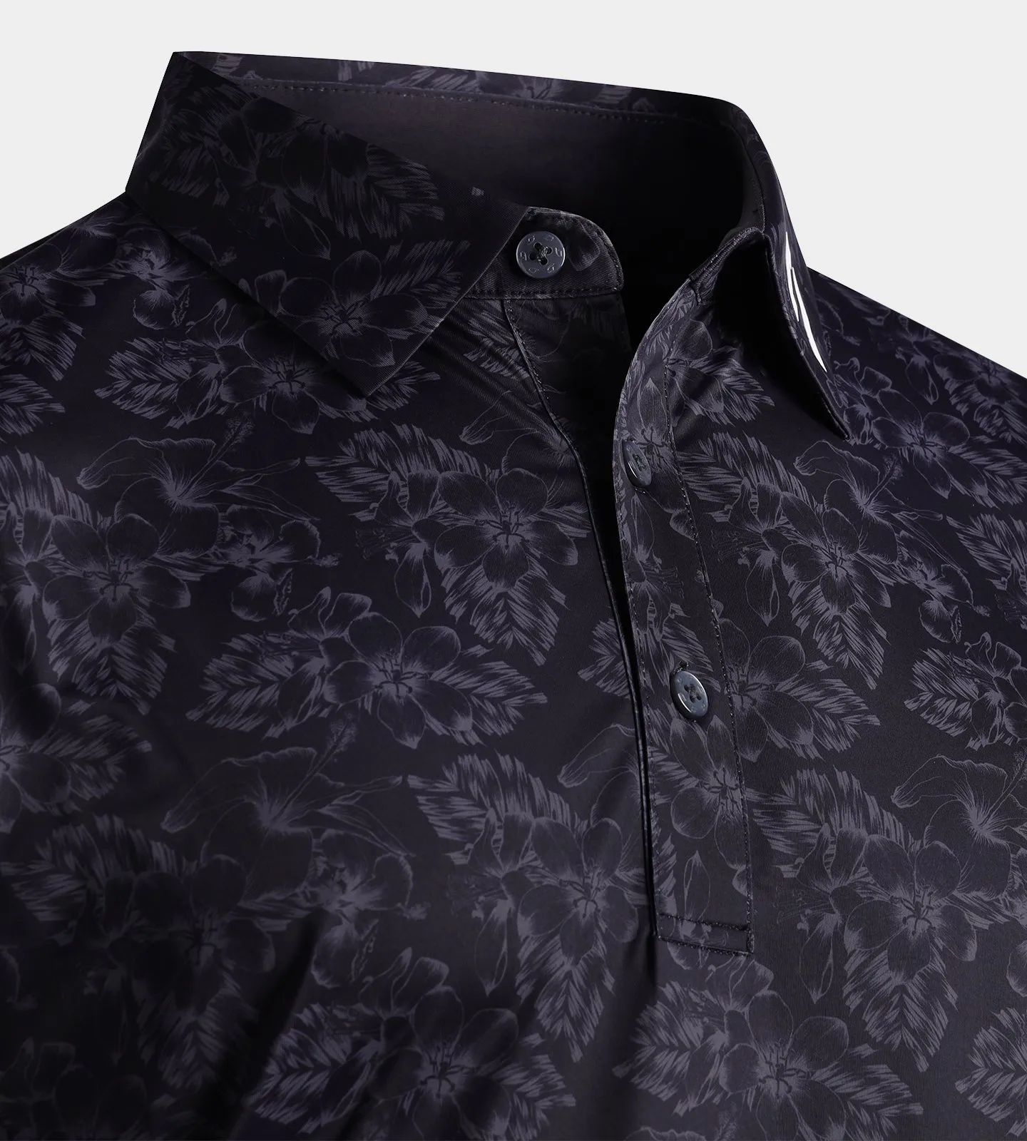FLORAL TECH POLO - BLACK