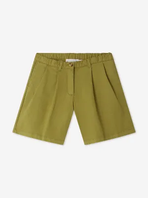 Girls Cotton Shorts in Green