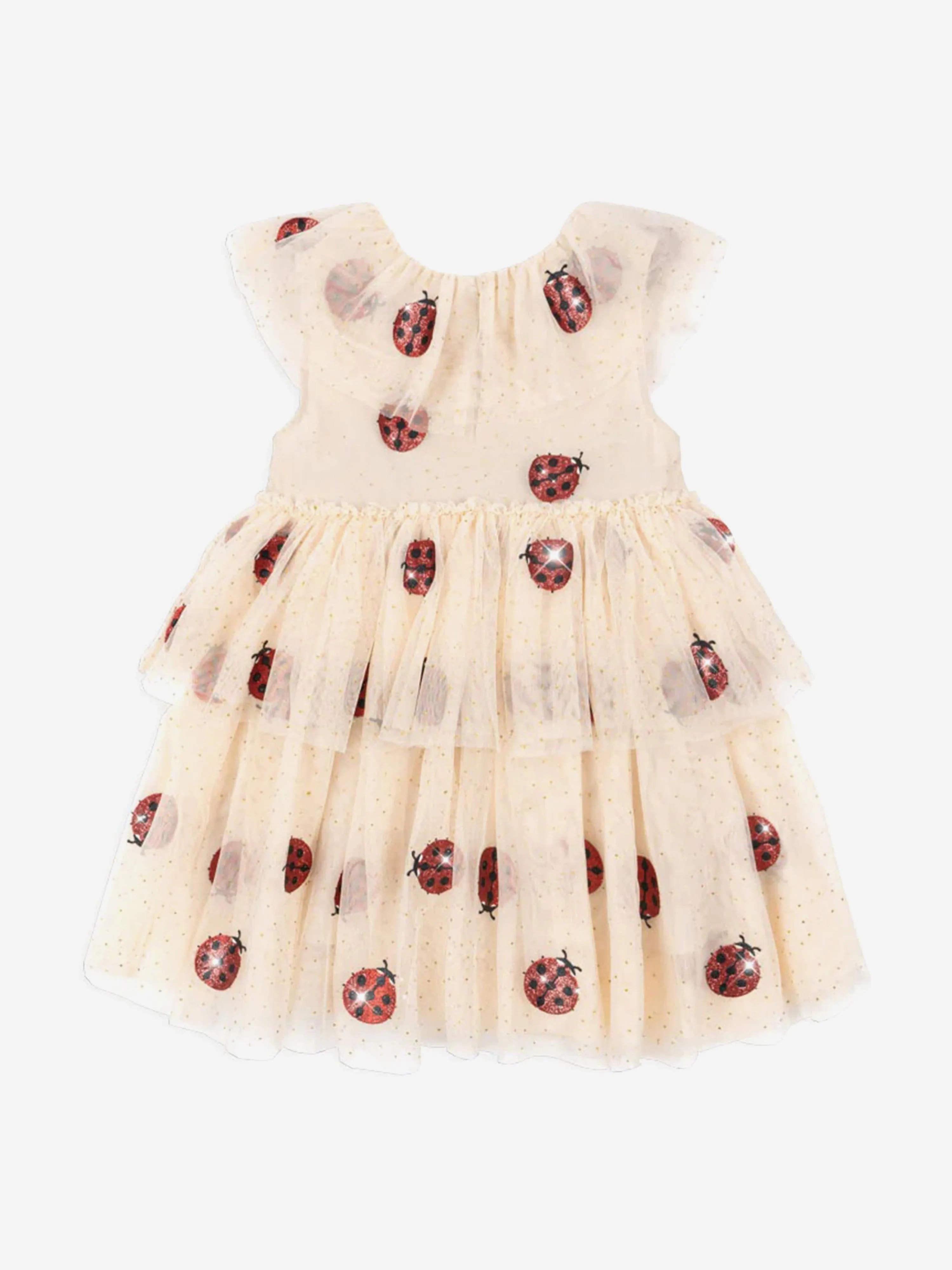 Girls Ladybug Glitter Fayette Dress in Pink