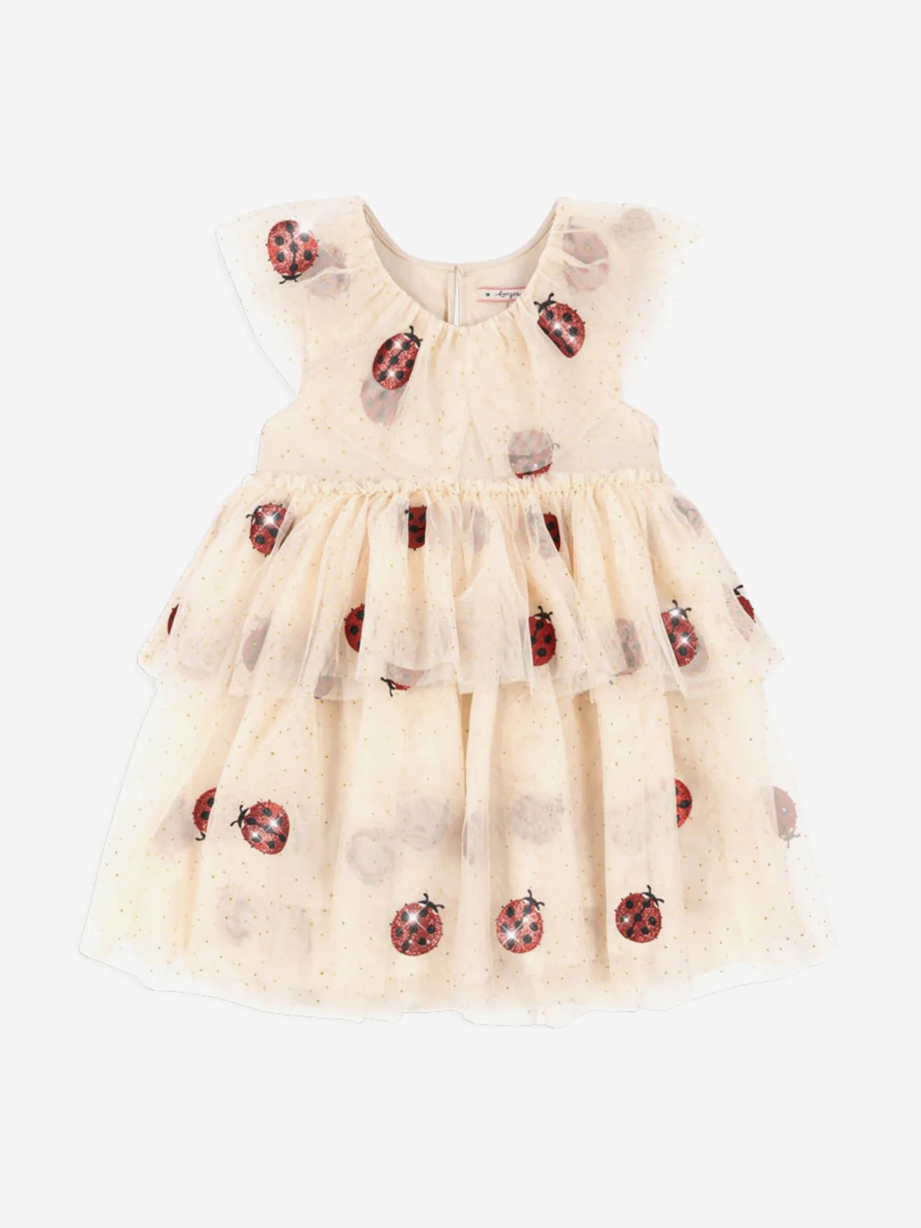 Girls Ladybug Glitter Fayette Dress in Pink