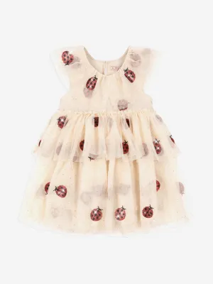 Girls Ladybug Glitter Fayette Dress in Pink