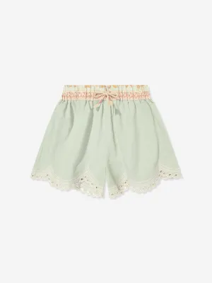 Girls Tallow Embroidered Shorts in Green