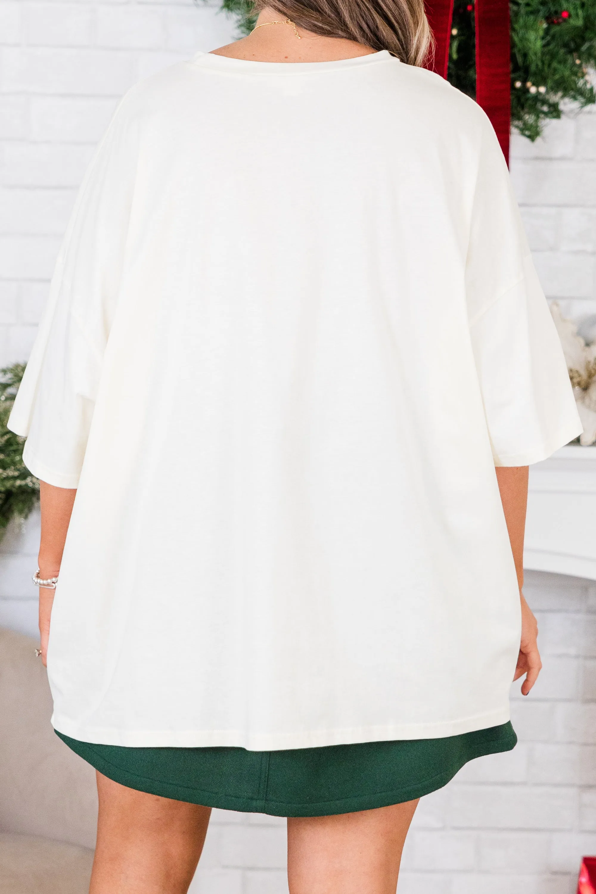 Girly Swirly Christmas Boyfriend Tee, Ivory
